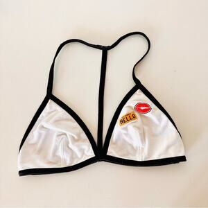 NEW VS VICTORIA SECRET Black White Hello Kiss Open Back Strappy Bralette Bra